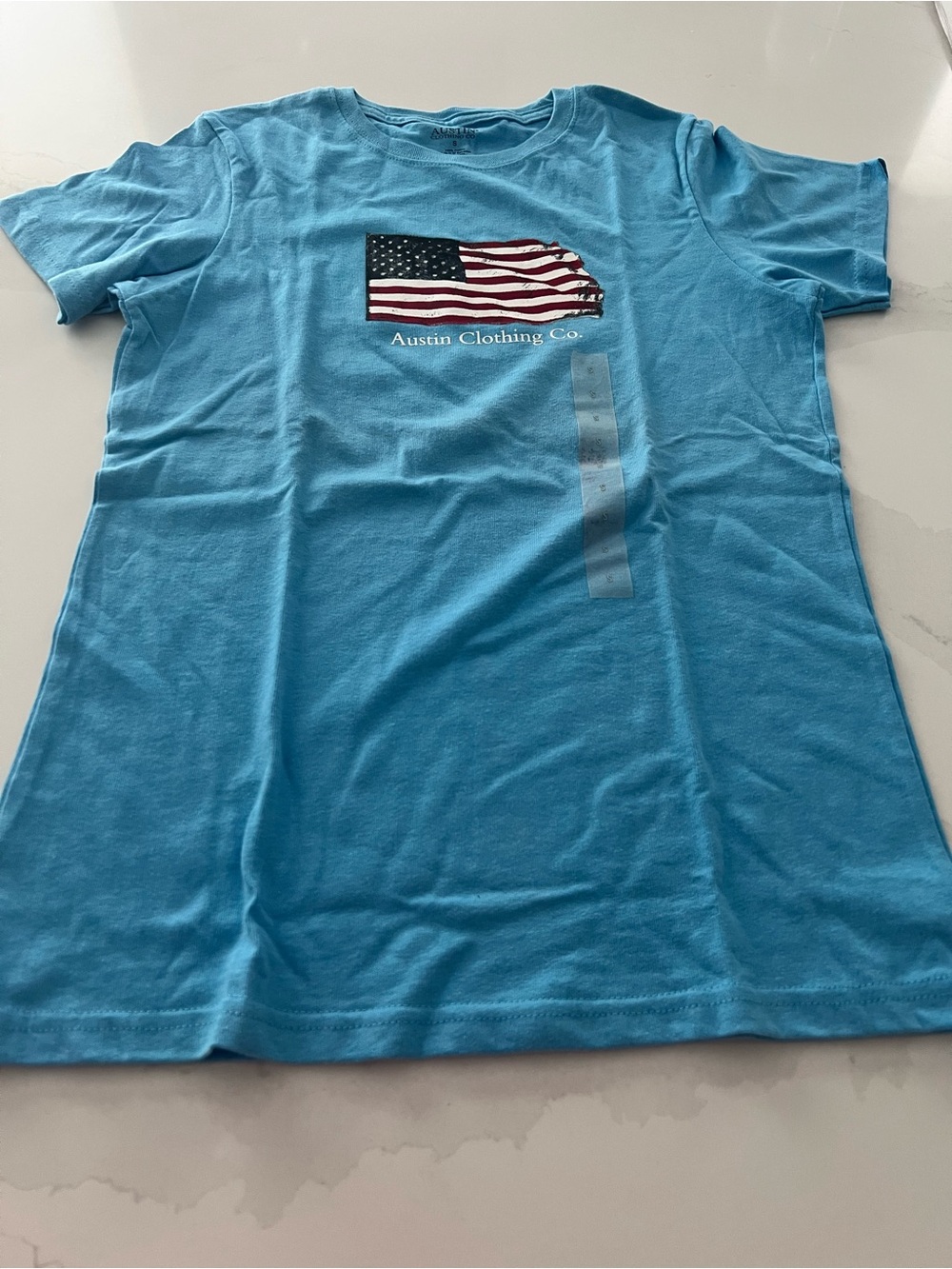 Austin Clothing Co. Turquoise Tee with Flag Graphic